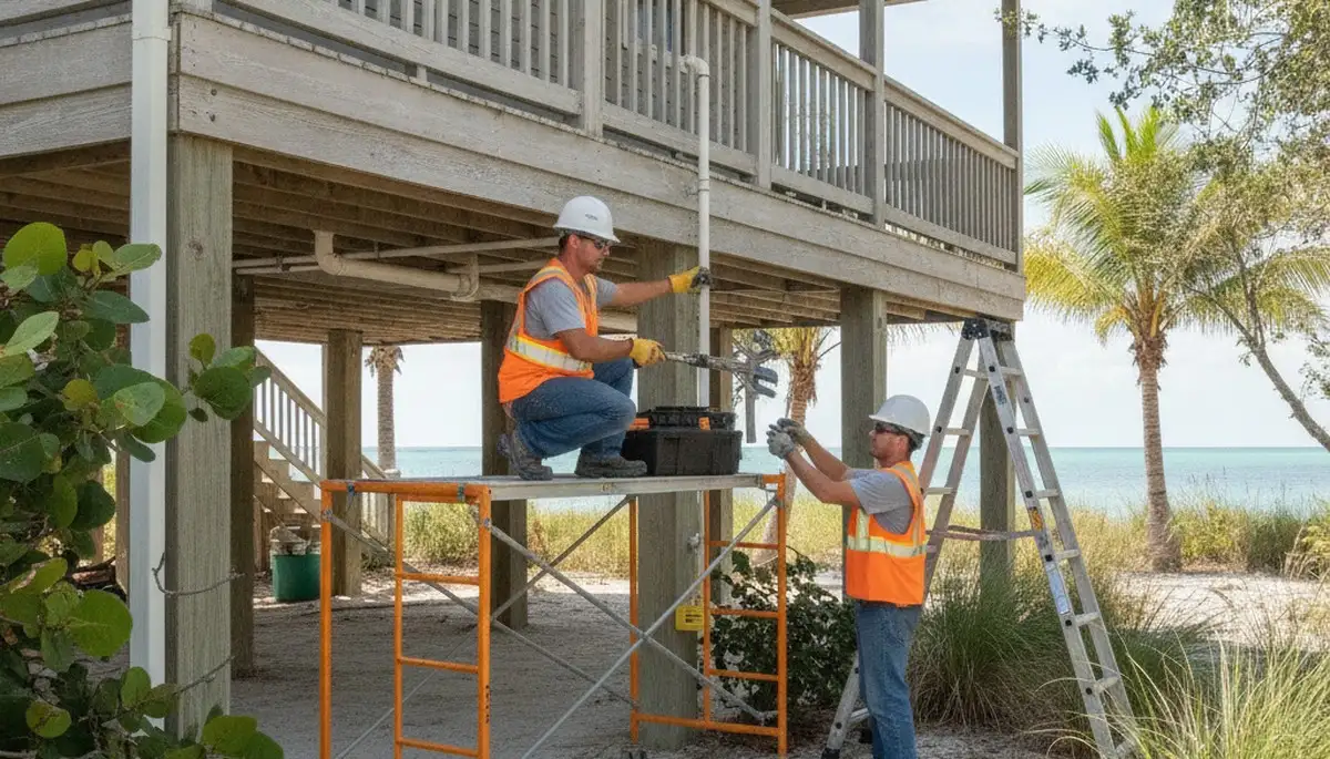 Plumber repairing a leak in Cape Coral, FL for plumbing service at a home project