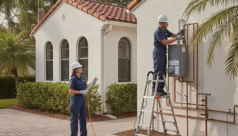 Plumber repairing pipe in Cape Coral, FL for residential plumbing service