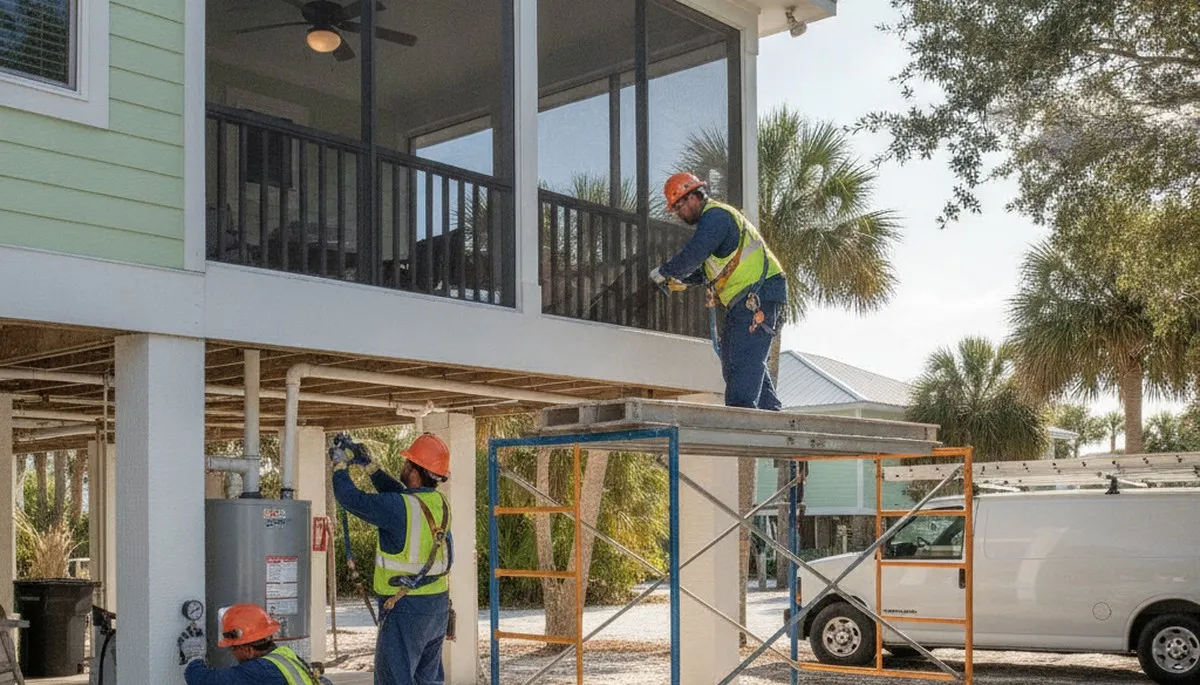 Plumber repairing pipe leak in Cape Coral, FL for local plumbing service
