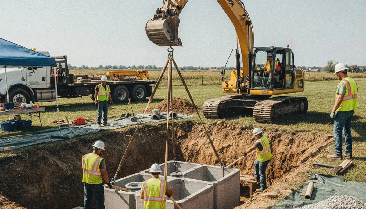 Cape Coral, FL plumbers installing a septic tank for a residential plumbing repair project