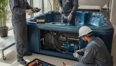 Spa repair technician servicing a Cape Coral, FL home spa for reliable plumbing repair
