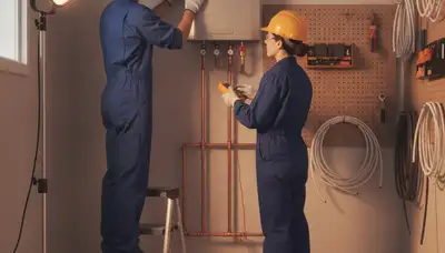 Cape Coral, FL plumber installing a tankless water heater for efficient home hot water service