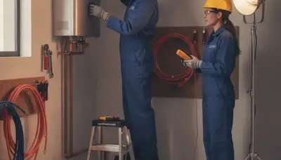 Cape Coral, FL plumber installing a tankless water heater for efficient home hot water service