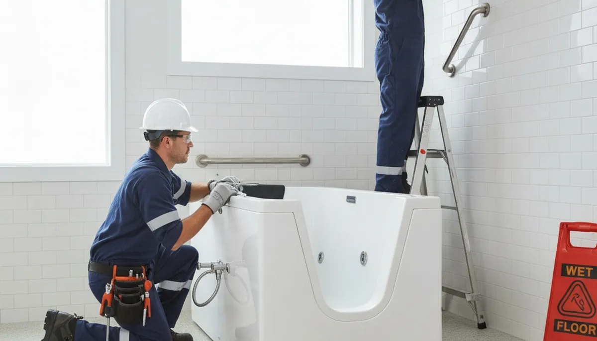 Cape Coral, FL plumber installing a walk-in tub for safer home bathing