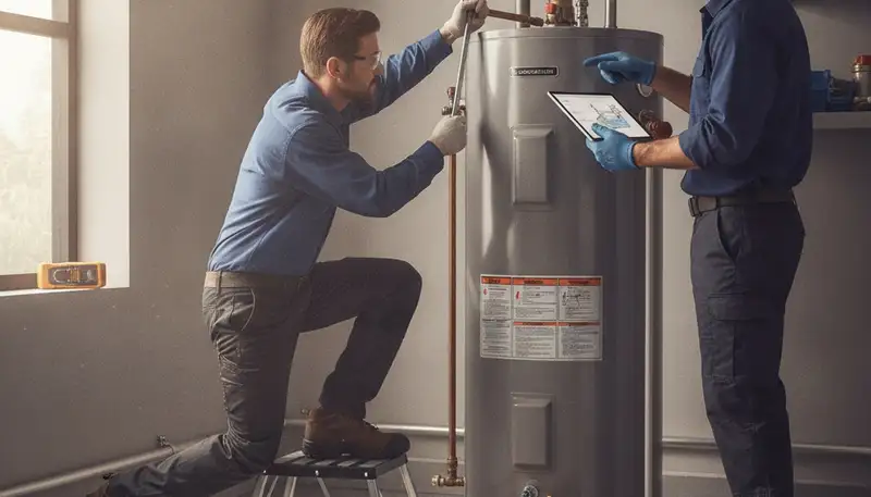 Cape Coral, FL plumber repairing a water heater for a local home service call